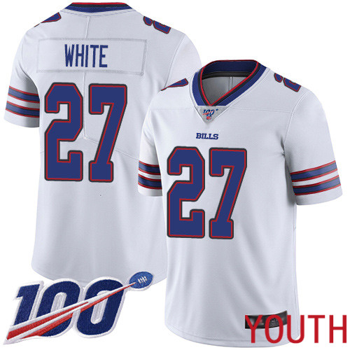 Youth Buffalo Bills #27 Tre Davious White White Vapor Untouchable Limited Player 100th Season NFL Jersey